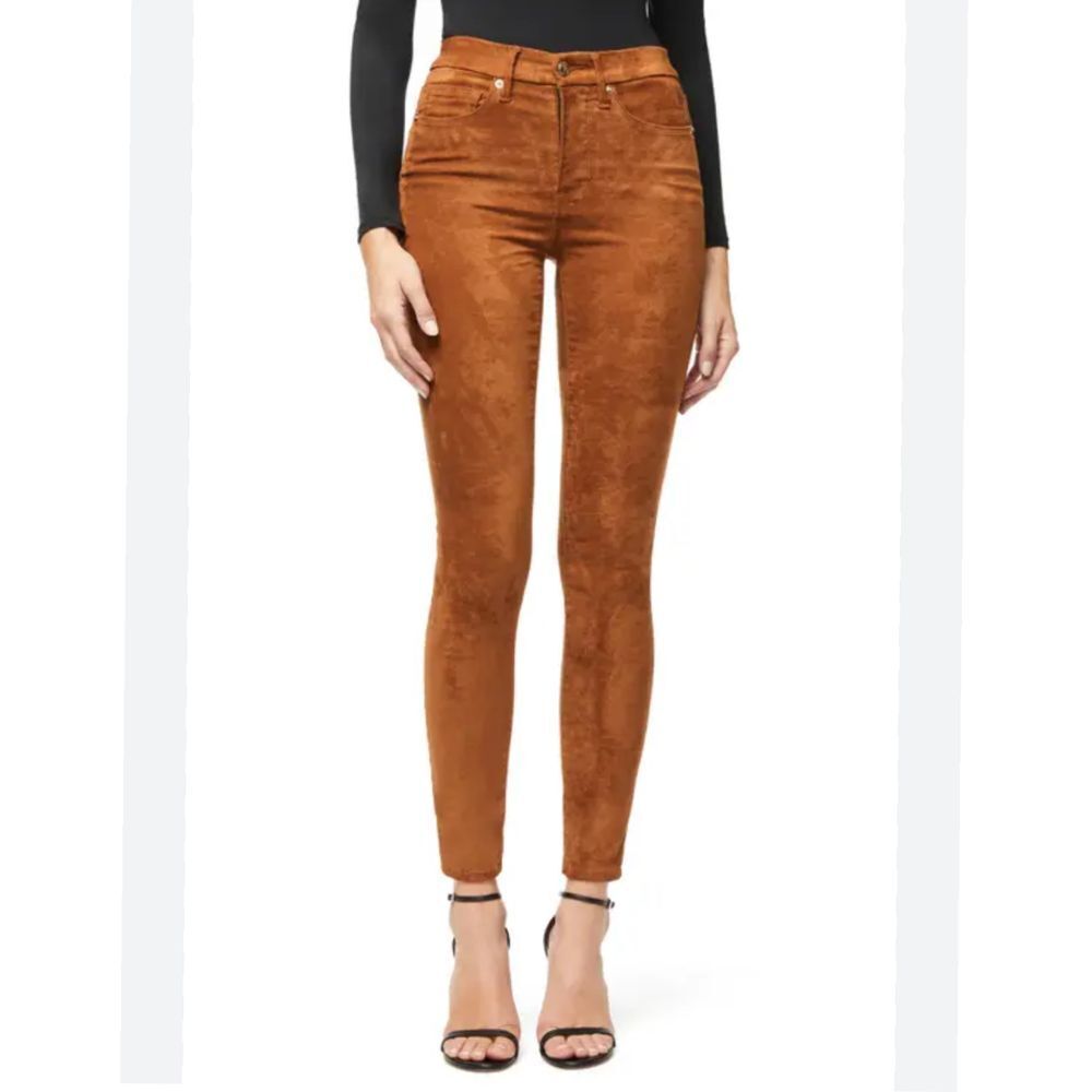 GOOD AMERICAN Good Waist‎ Faux Suede Jeans in Tobacco Size 2 / 26 NWT